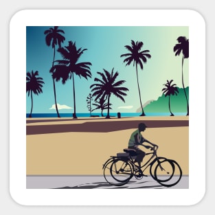 Bike rider on the beach Sticker